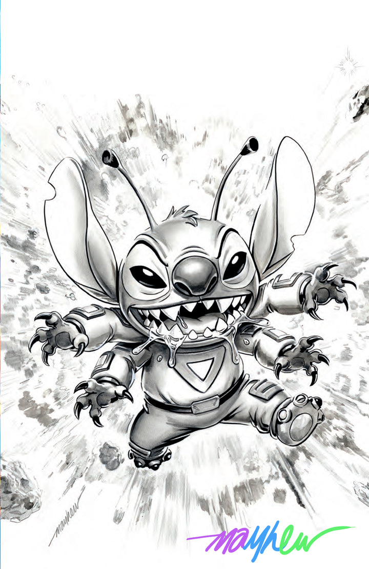 STITCH #6 Mike Mayhew Studio Variant Black & White Sketch Cover D RAINBOW SIG with COA