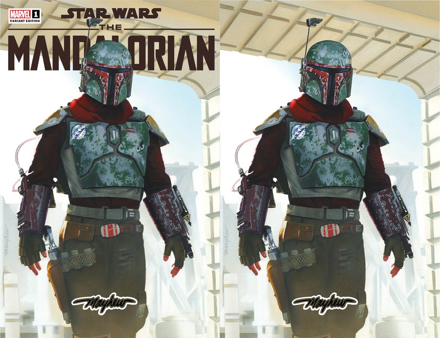 STAR WARS: THE MANDALORIAN SEASON 2 #1 Mike Mayhew Studio Variant Set of Cover A and Virgin Cover B Darksaber Glow Sig with COA