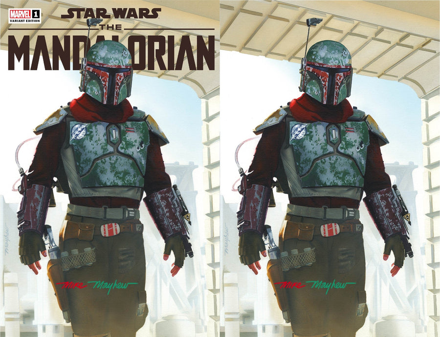 STAR WARS: THE MANDALORIAN SEASON 2 #1 Mike Mayhew Studio Variant Set of Cover A and Virgin Cover B Full Duo Signed with COA