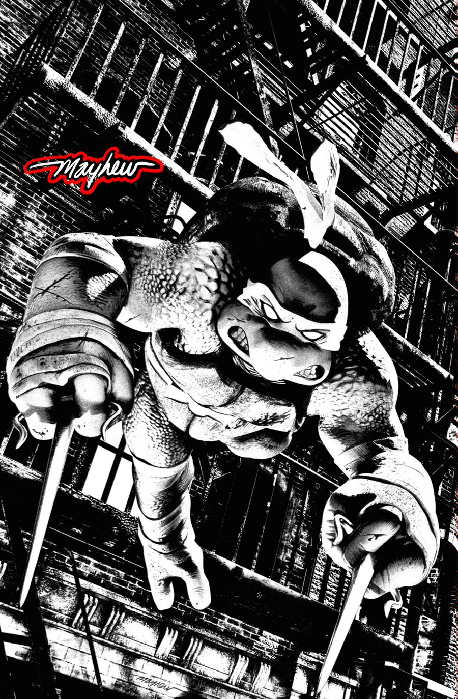 TEENAGE MUTANT NINJA TURTLES #1-4 Mike Mayhew Studio Variant Cover C B&W Variant Set Glow with COA