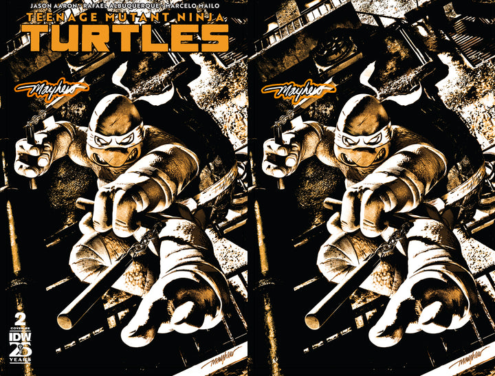 TEENAGE MUTANT NINJA TURTLES #2 Mike Mayhew Studio Variant Cover A Trade Dress and B Virgin Glow Sig with COA