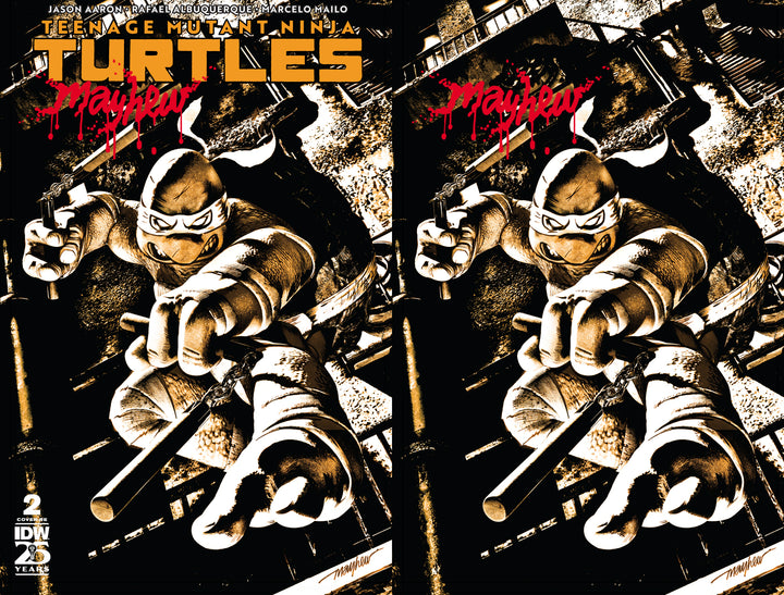 TEENAGE MUTANT NINJA TURTLES #2 Mike Mayhew Studio Variant Cover A Trade Dress and B Virgin Massacre Sig with COA