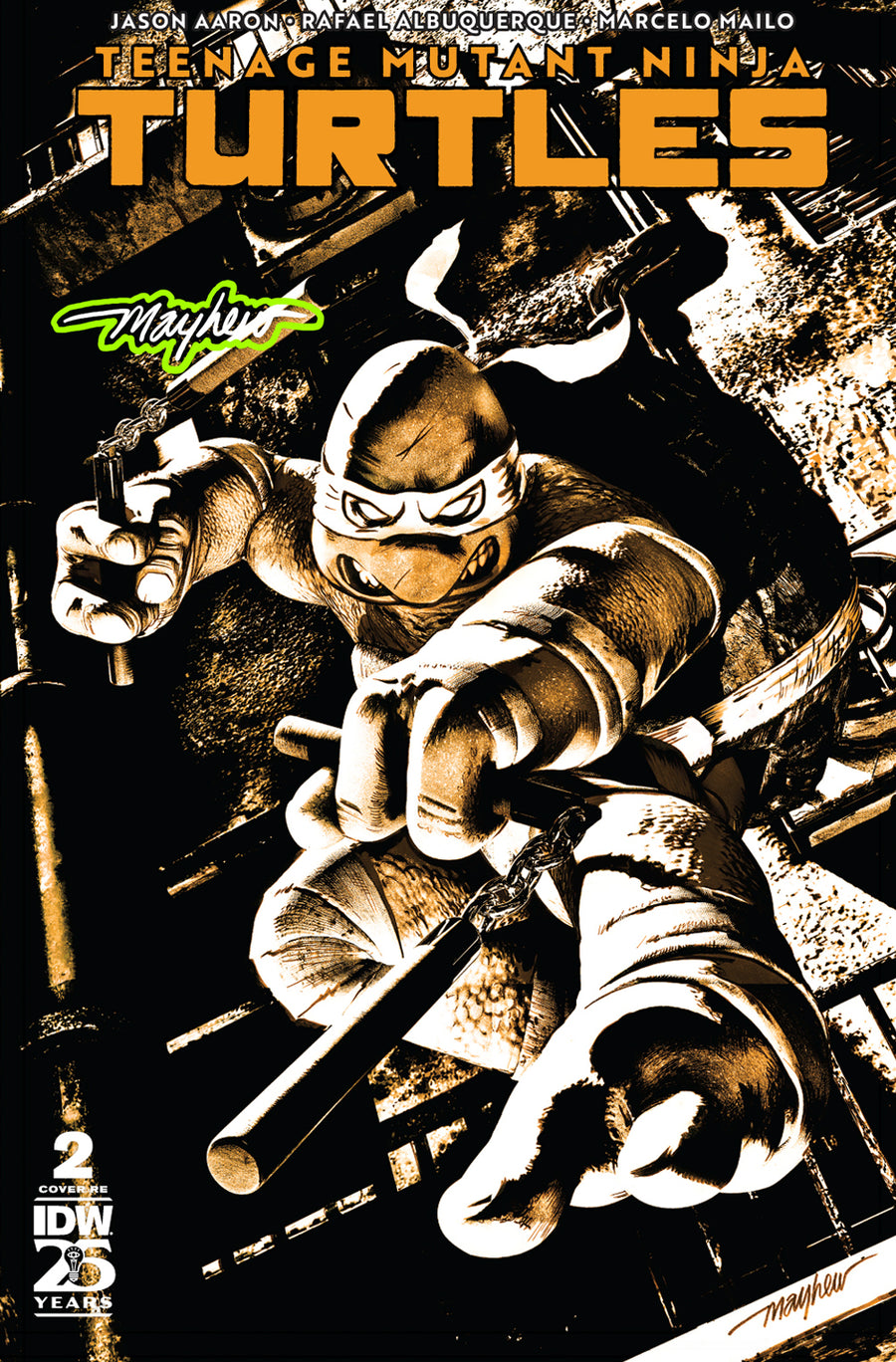 TEENAGE MUTANT NINJA TURTLES #2 Mike Mayhew Studio Variant Cover A Trade Dress Radioactive Glow Signed with COA