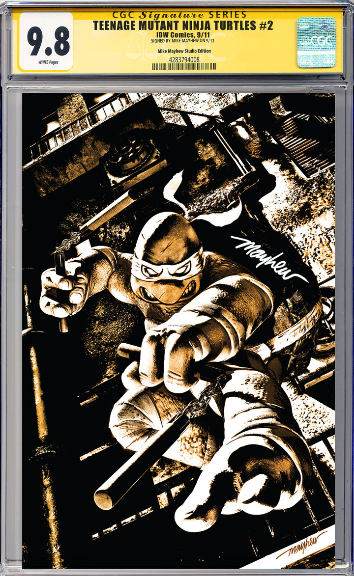 TEENAGE MUTANT NINJA TURTLES #2 Mike Mayhew Studio Variant Cover B Virgin Regular Sig CGC Yellow Label Guaranteed 9.8 Graded Slab