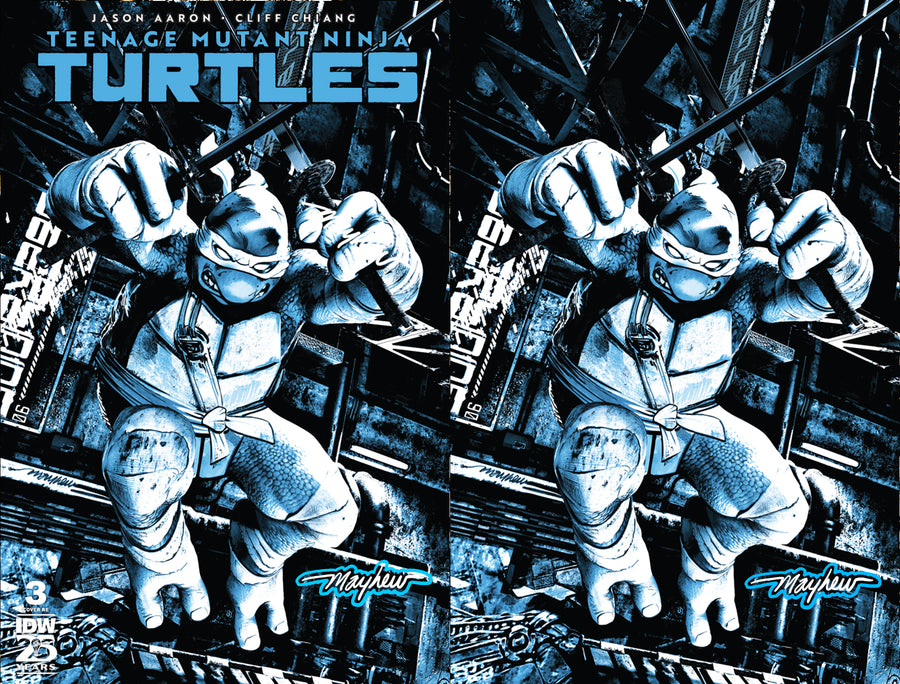 TEENAGE MUTANT NINJA TURTLES #3 Mike Mayhew Studio Variant Cover A Trade Dress and B Virgin Glow Sig with COA