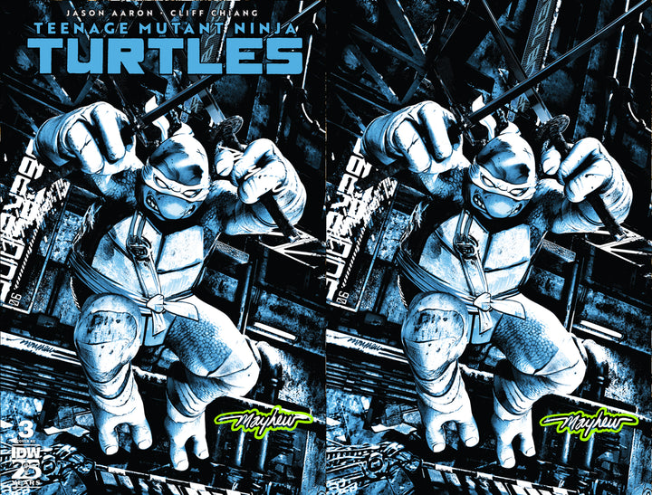 TEENAGE MUTANT NINJA TURTLES #3 Mike Mayhew Studio Variant Cover A Trade Dress and B Virgin Radioactive Glow Sig with COA