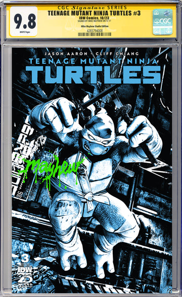 TEENAGE MUTANT NINJA TURTLES #3 Mike Mayhew Studio Variant Cover A Trade Dress Radioactive Slime Sig CGC Yellow Label Guaranteed 9.8 Graded Slab