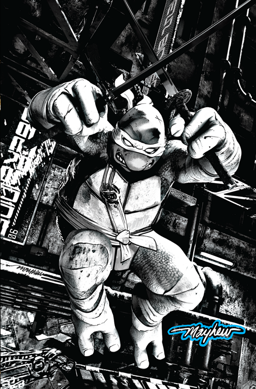 TEENAGE MUTANT NINJA TURTLES #1-4 Mike Mayhew Studio Variant Cover C B&W Variant Set Glow with COA