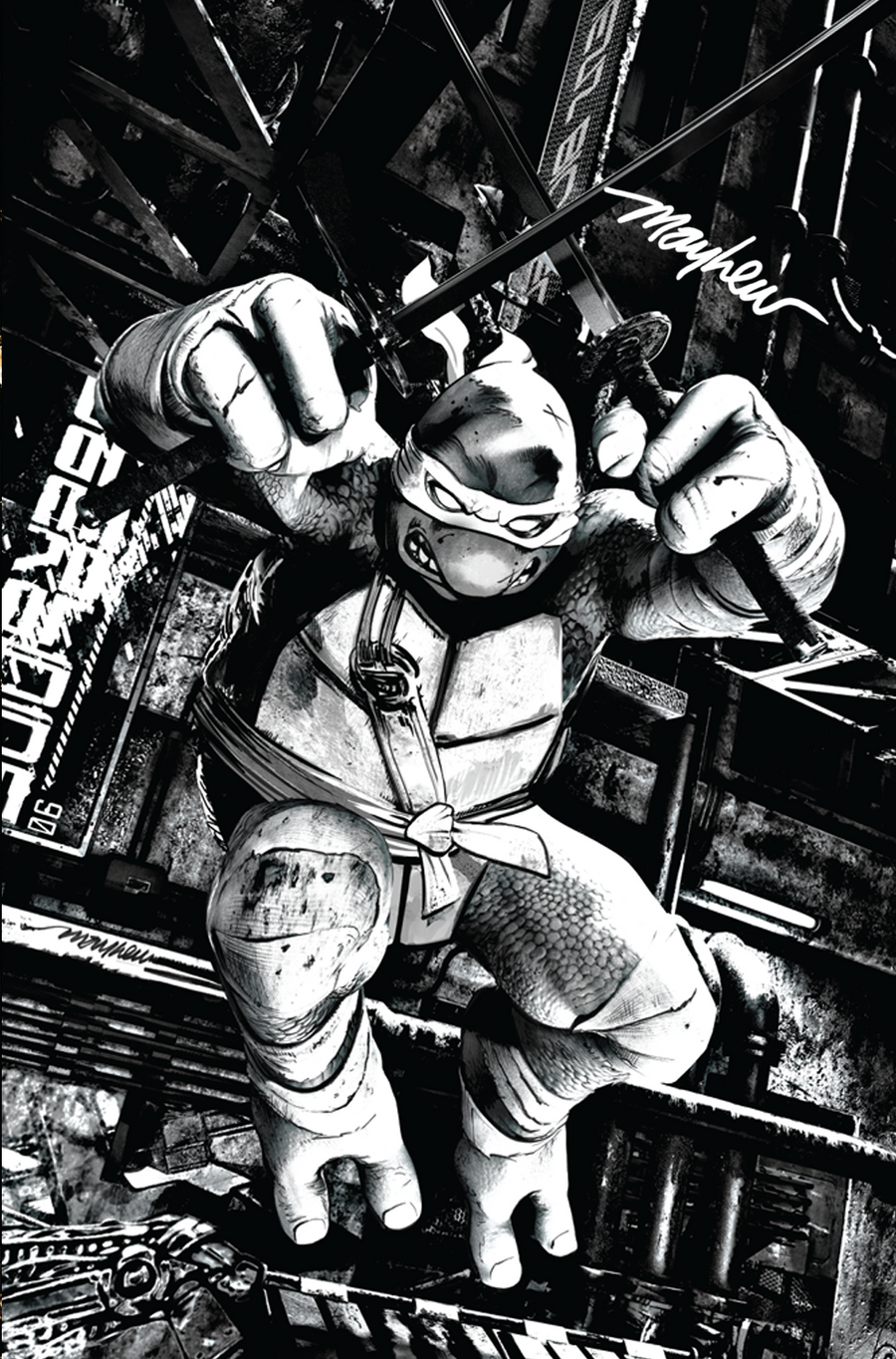 TEENAGE MUTANT NINJA TURTLES #1-4 Mike Mayhew Studio Variant Cover C B&W Variant Set Signed with COA