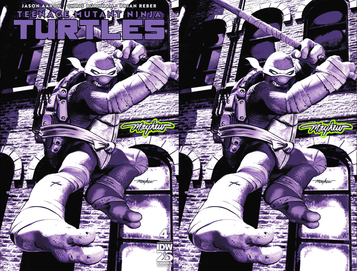 TEENAGE MUTANT NINJA TURTLES #4 Mike Mayhew Studio Variant Cover A Trade Dress and B Virgin Radioactive Glow Sig with COA