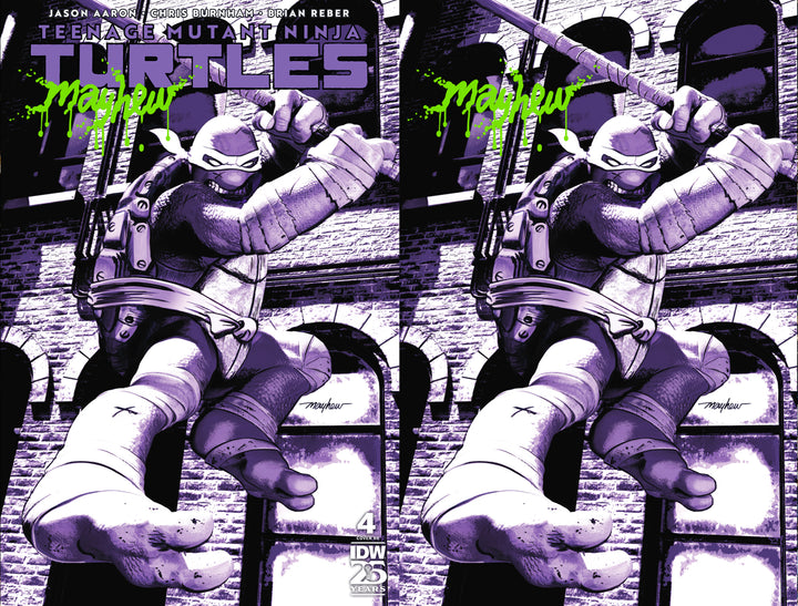 TEENAGE MUTANT NINJA TURTLES #4 Mike Mayhew Studio Variant Cover A Trade Dress and B Virgin Radioactive Slime Sig with COA