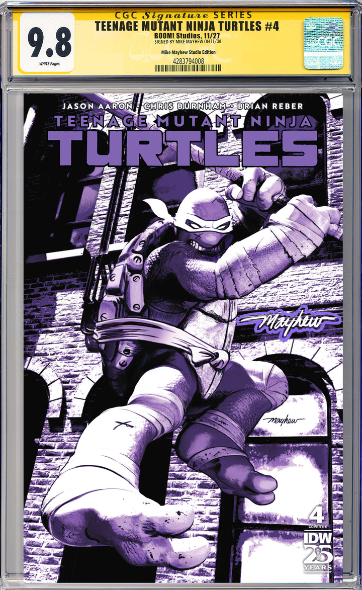 TEENAGE MUTANT NINJA TURTLES #4 Mike Mayhew Studio Variant Cover A Trade Dress Glow Sig CGC Yellow Label Guaranteed 9.8 Graded Slab