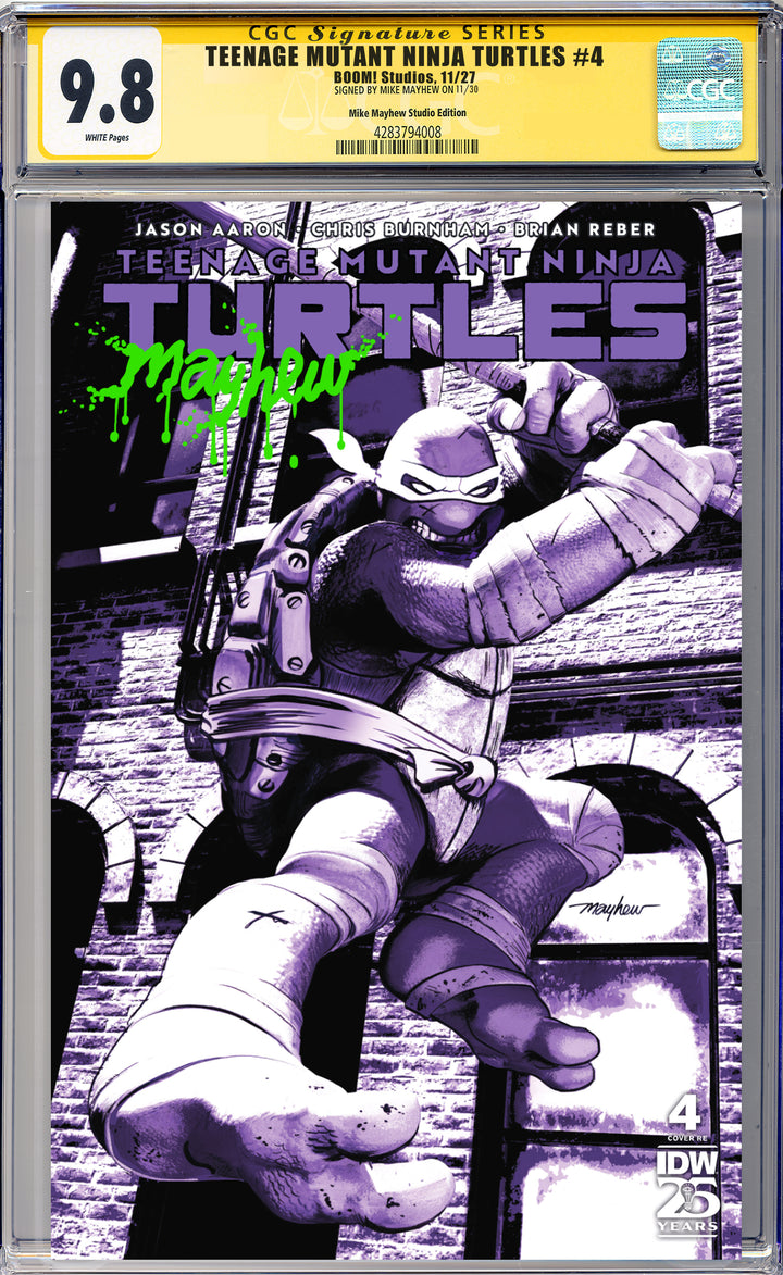 TEENAGE MUTANT NINJA TURTLES #4 Mike Mayhew Studio Variant Cover A Trade Dress Radioactive Slime Sig CGC Yellow Label Guaranteed 9.8 Graded Slab