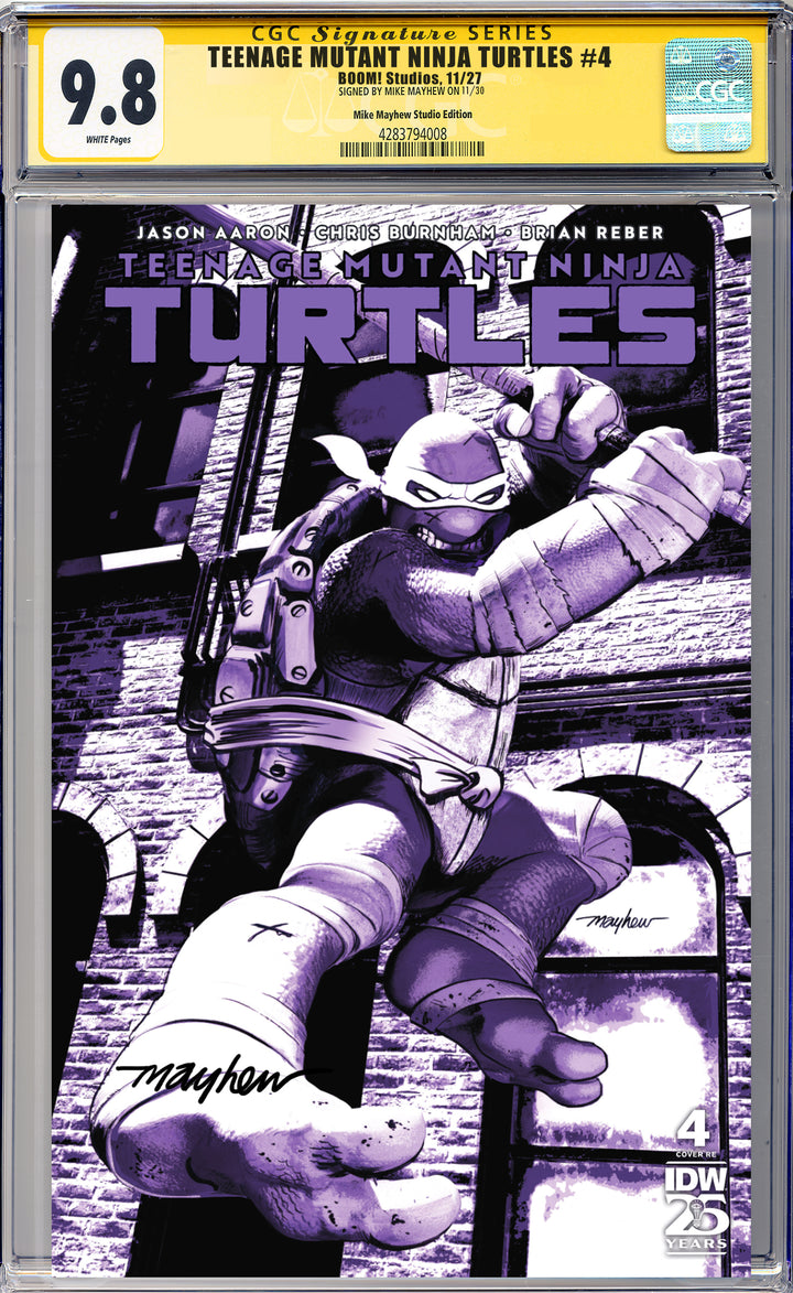 TEENAGE MUTANT NINJA TURTLES #4 Mike Mayhew Studio Variant Cover A Trade Dress Regular Sig CGC Yellow Label Guaranteed 9.8 Graded Slab