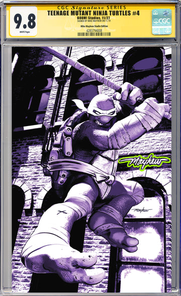 TEENAGE MUTANT NINJA TURTLES #4 Mike Mayhew Studio Variant Cover B Virgin Radioactive Glow Sig CGC Yellow Label Guaranteed 9.8 Graded Slab