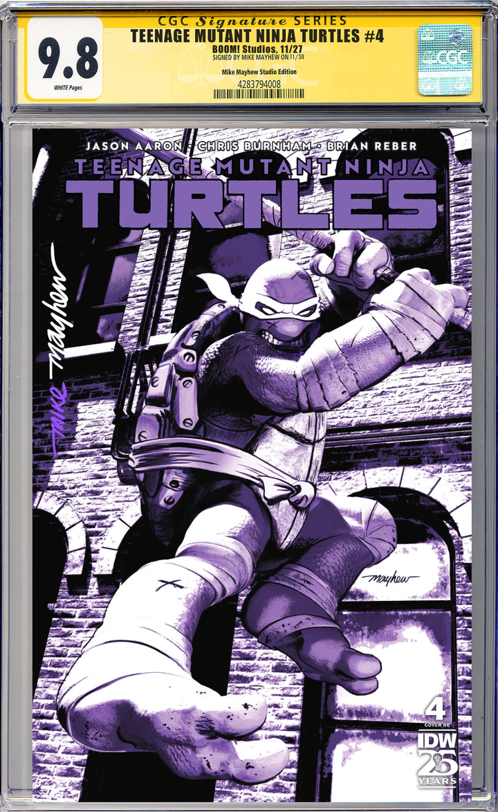 TEENAGE MUTANT NINJA TURTLES #4 Mike Mayhew Studio Variant Cover A Trade Dress Full Duo Sig CGC Yellow Label Guaranteed 9.8 Graded Slab