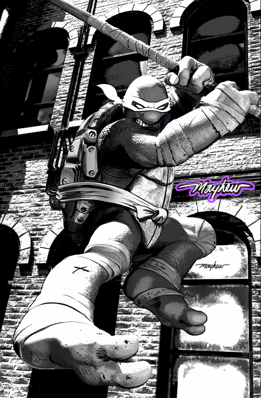 TEENAGE MUTANT NINJA TURTLES #1-4 Mike Mayhew Studio Variant Cover C B&W Variant Set Glow with COA