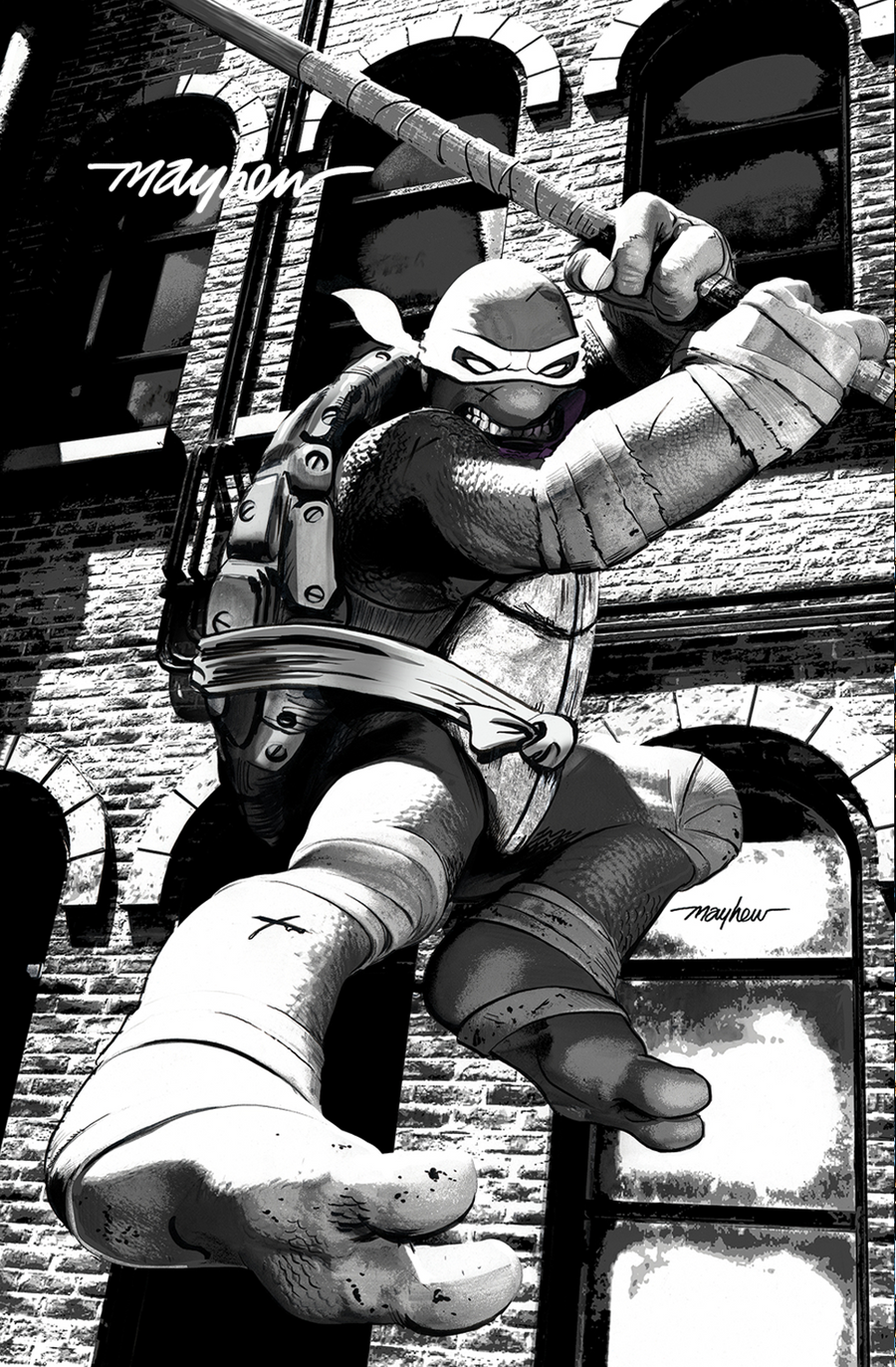 TEENAGE MUTANT NINJA TURTLES #1-4 Mike Mayhew Studio Variant Cover C B&W Variant Set Signed with COA