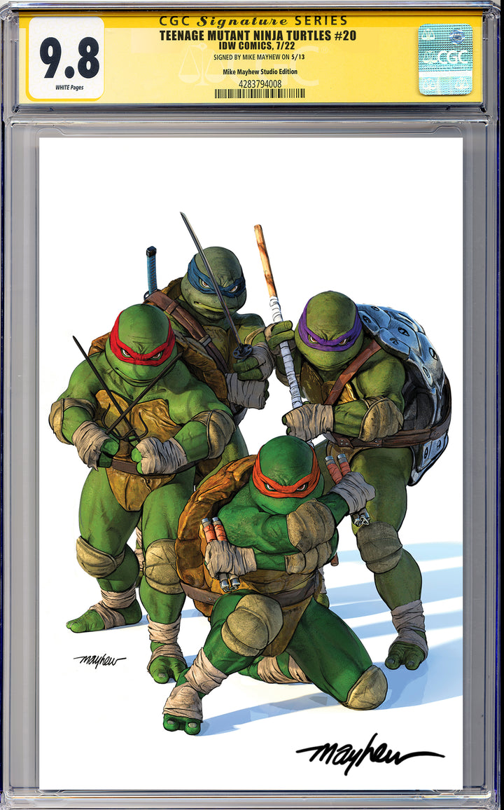 TEENAGE MUTANT NINJA TURTLES #20: 300th ISSUE SPECIAL Mike Mayhew Studio Variant Cover B Virgin SIGNED CGC Yellow Label Guaranteed 9.8 Graded Slab