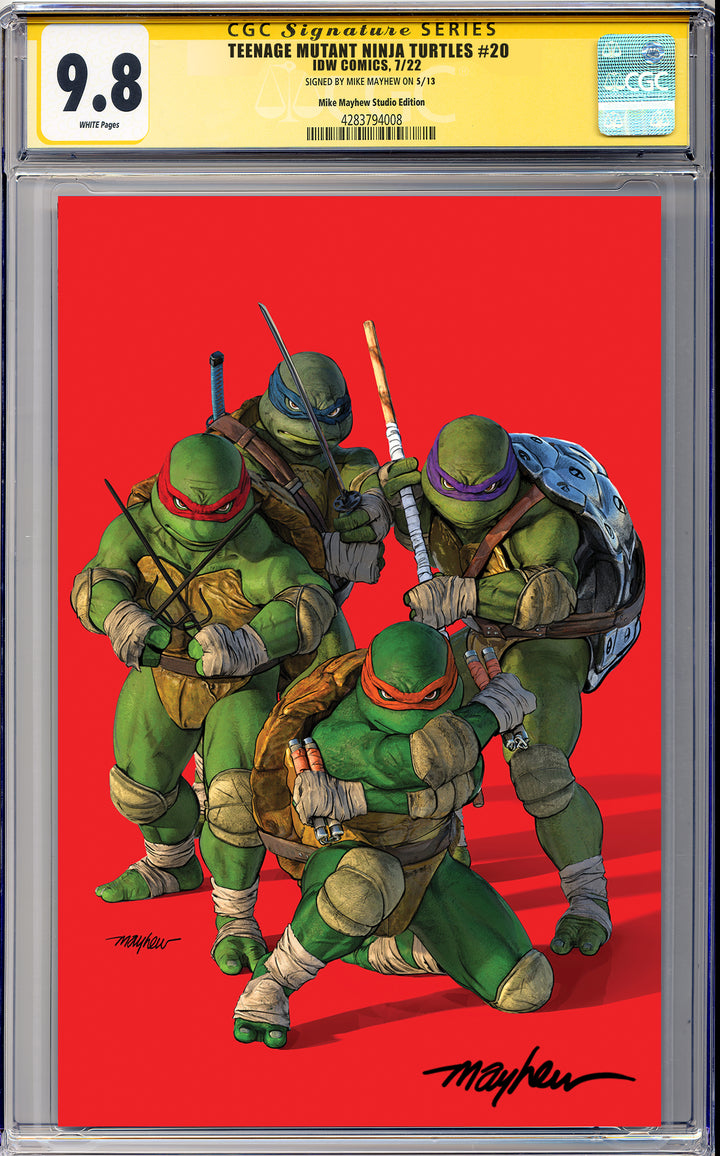 TEENAGE MUTANT NINJA TURTLES #20: 300th ISSUE SPECIAL Mike Mayhew Studio Variant Cover C Red Virgin SIGNED CGC Yellow Label Guaranteed 9.8 Graded Slab