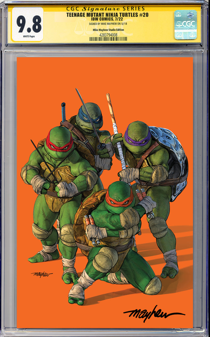 TEENAGE MUTANT NINJA TURTLES #20: 300th ISSUE SPECIAL Mike Mayhew Studio Variant Cover D Orange Virgin SIGNED CGC Yellow Label Guaranteed 9.8 Graded Slab