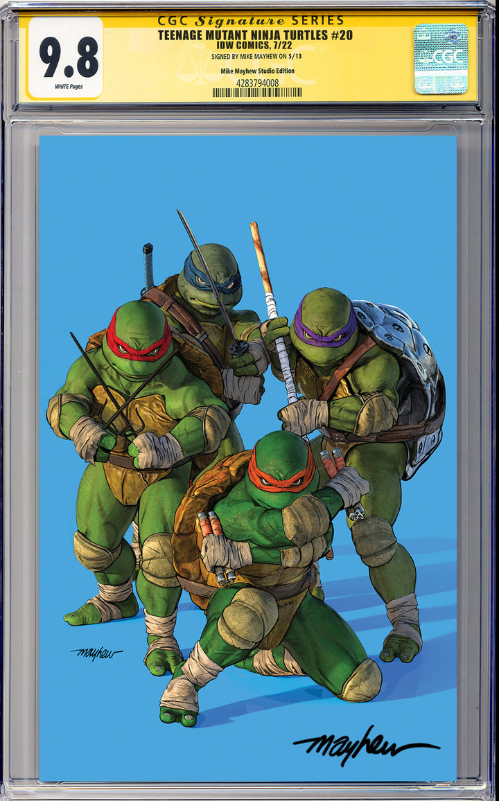 TEENAGE MUTANT NINJA TURTLES #20: 300th ISSUE SPECIAL Mike Mayhew Studio Variant Cover E Blue Virgin SIGNED CGC Yellow Label Guaranteed 9.8 Graded Slab