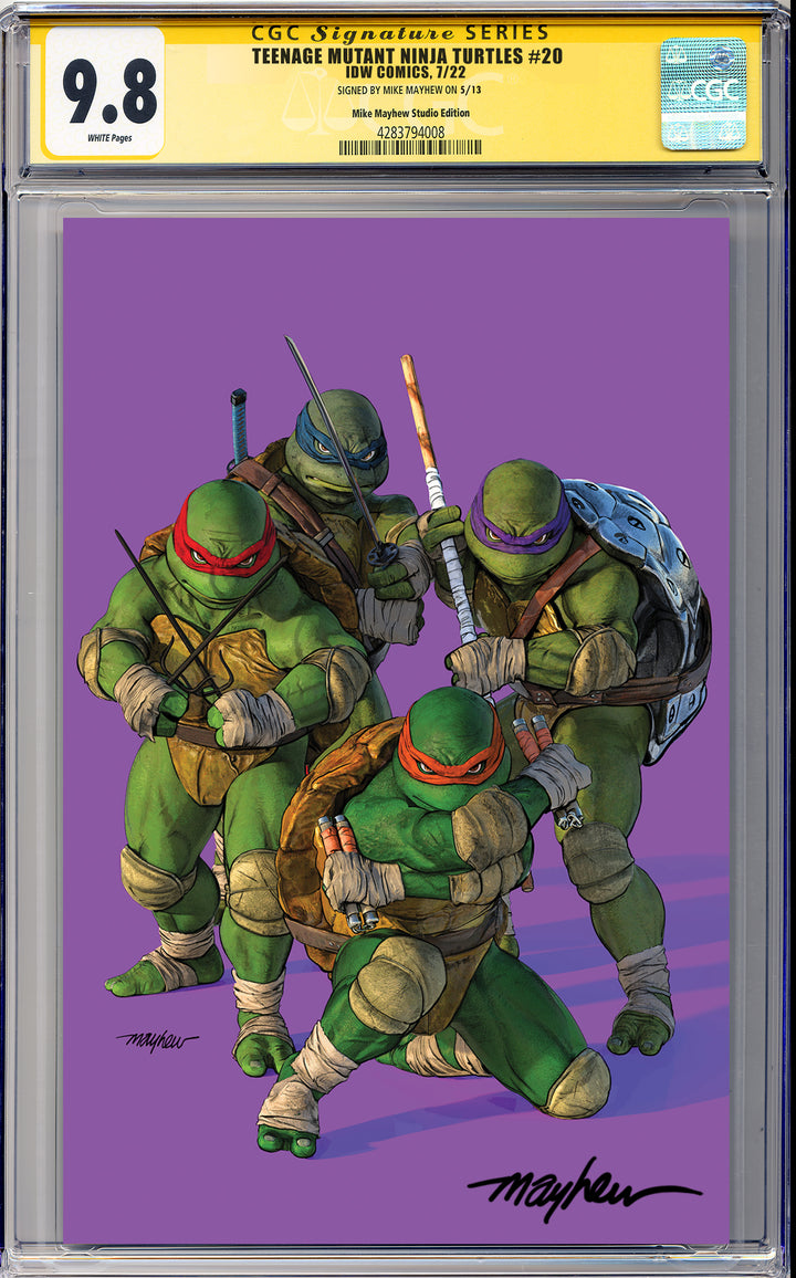 TEENAGE MUTANT NINJA TURTLES #20: 300th ISSUE SPECIAL Mike Mayhew Studio Variant Cover F Purple Virgin SIGNED CGC Yellow Label Guaranteed 9.8 Graded Slab