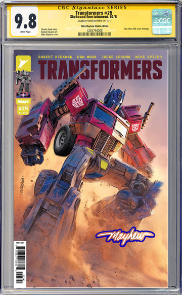 TRANSFORMERS #25 Mike Mayhew Studio Variant Cover A Trade Dress GLOW SIG CGC 9.8 SIGNATURE SERIES SLAB