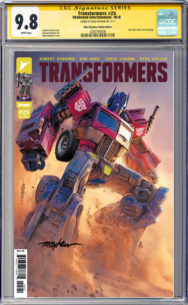 TRANSFORMERS #25 Mike Mayhew Studio Variant Cover A Trade Dress SIGNED CGC 9.8 SIGNATURE SERIES SLAB