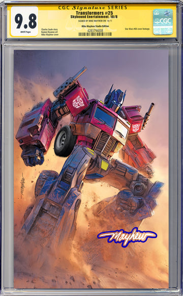 TRANSFORMERS #25 Mike Mayhew Studio Variant Cover B Virgin GLOW SIG CGC 9.8 SIGNATURE SERIES SLAB