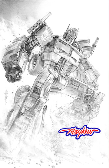 TRANSFORMERS #25 Mike Mayhew Studio Variant Black & White Sketch Cover D GLOW SIG with COA