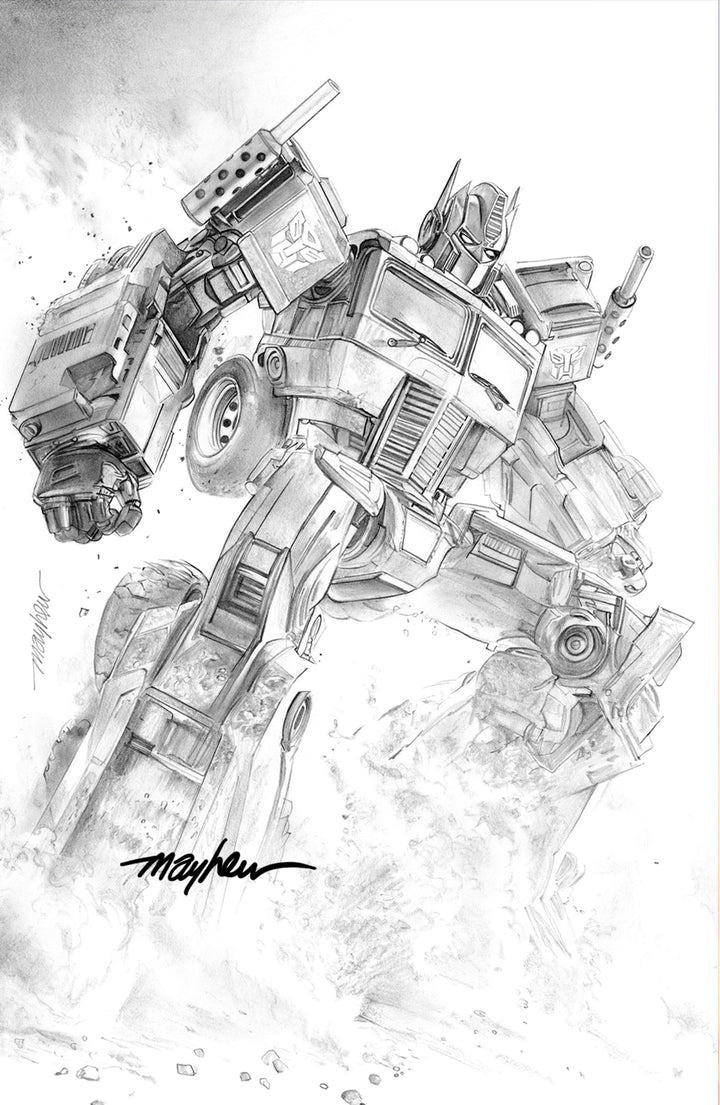 TRANSFORMERS #25 Mike Mayhew Studio Variant Black & White Sketch Cover D SIGNED with COA