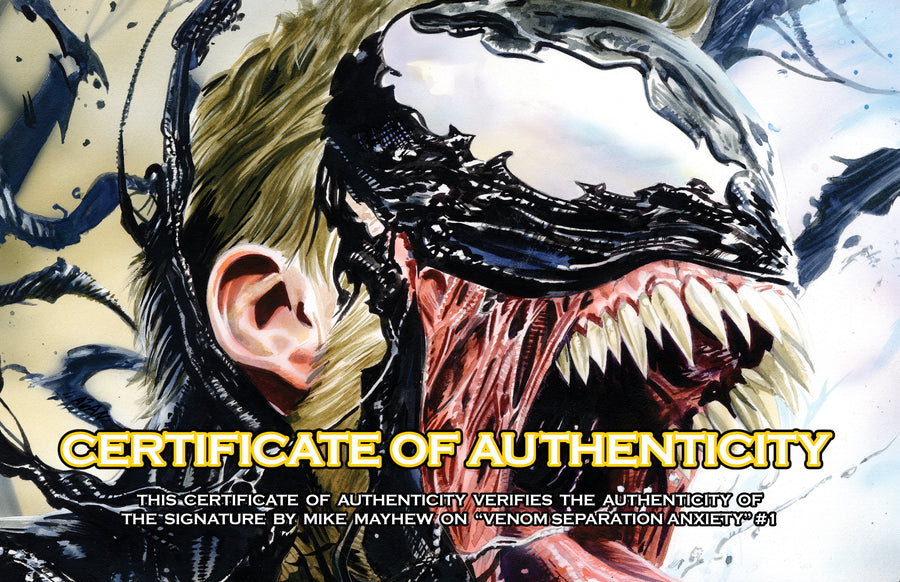 VENOM: SEPARATION ANXIETY #1 (2024) Mike Mayhew Studio Variant Cover B Virgin Glow Sig with COA