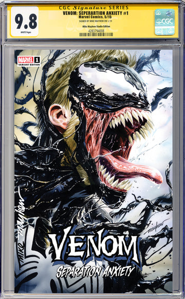VENOM: SEPARATION ANXIETY #1 (2024) Mike Mayhew Studio Variant Cover A Trade Dress Full Duo Sig CGC Yellow Label Guaranteed 9.8 Graded Slab