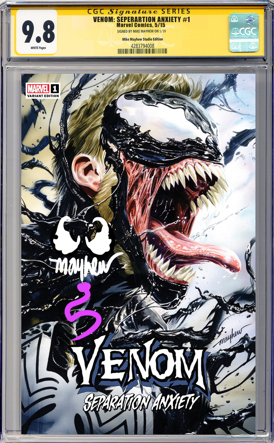 VENOM: SEPARATION ANXIETY #1 (2024) Mike Mayhew Studio Variant Cover A Trade Dress Venom Sig CGC Yellow Label Guaranteed 9.8 Graded Slab