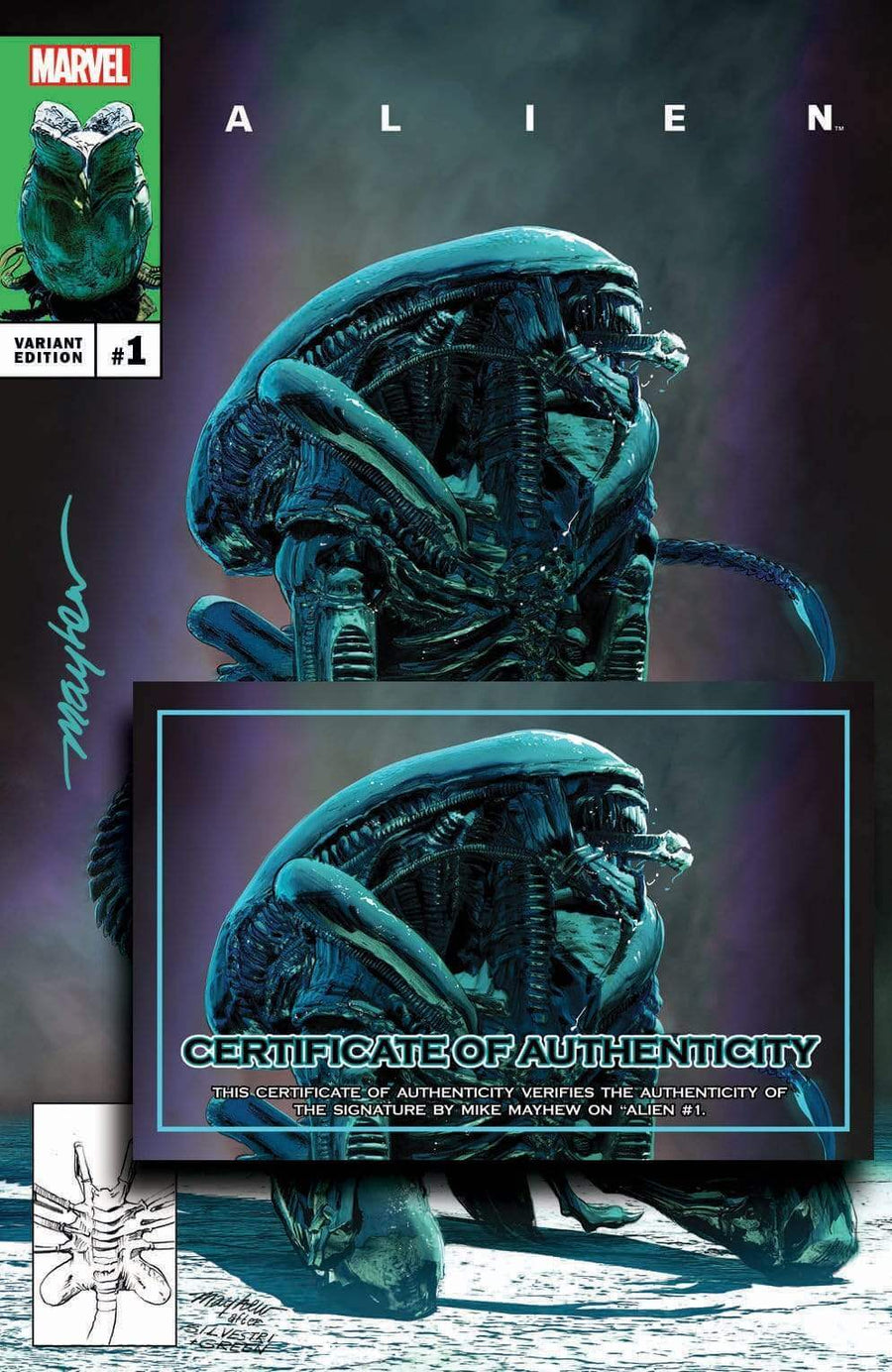 ALIEN #1 Mike Mayhew Studio Variant Cover Signed with COA