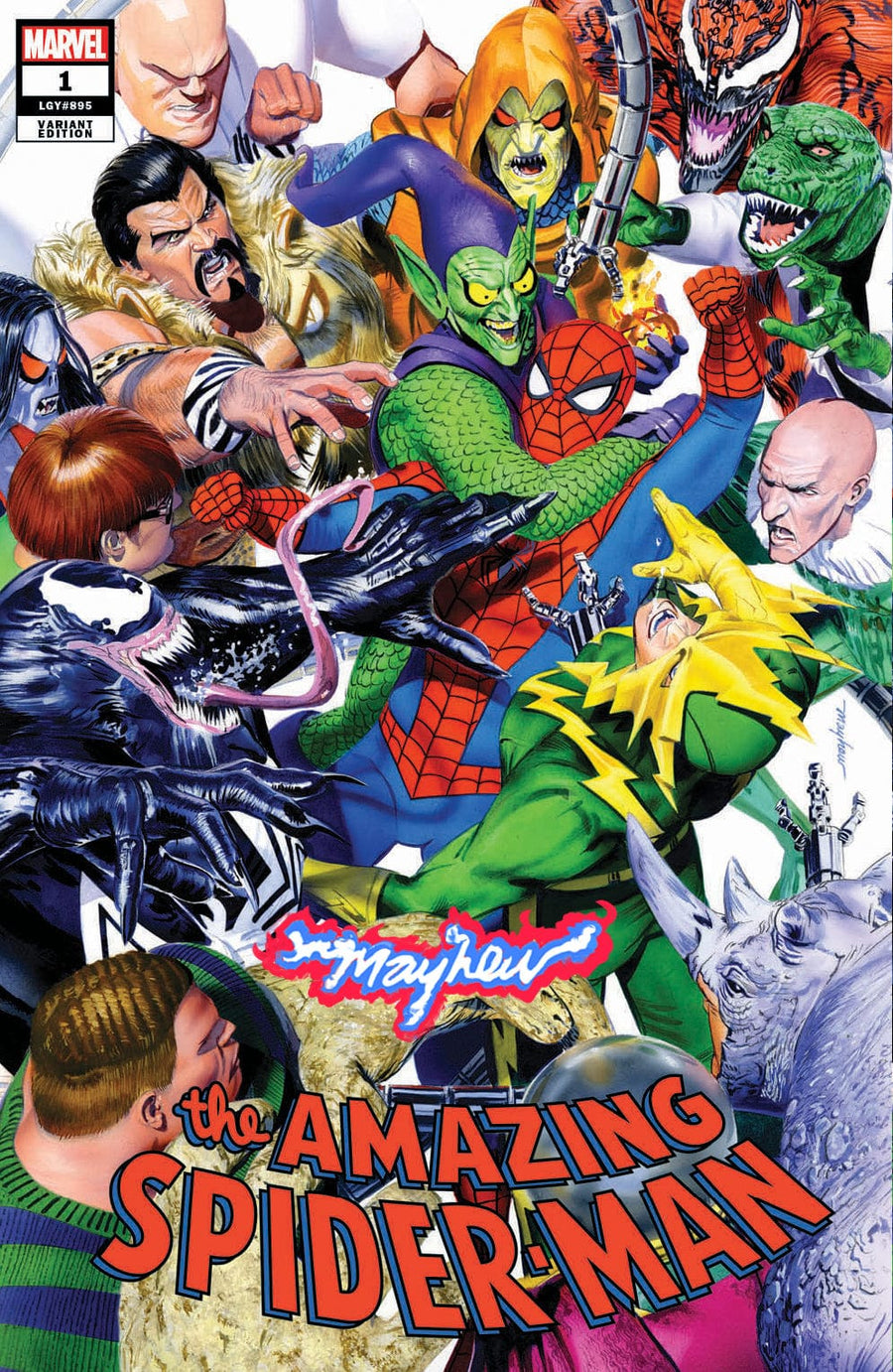 AMAZING SPIDER-MAN #1 (2022) Mike Mayhew Studio Variant Cover A Trade Dress Inferrno Sig with COA