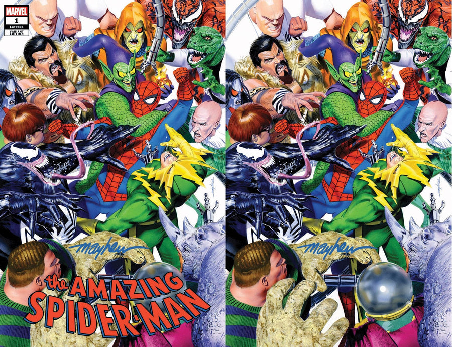 AMAZING SPIDER-MAN #1 (2022) Mike Mayhew Studio Variant Set of Cover A and Virgin Cover B Signed with COA