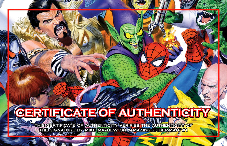 AMAZING SPIDER-MAN #1 (2022) Mike Mayhew Studio Variant Cover A Trade Dress Inferrno Sig with COA