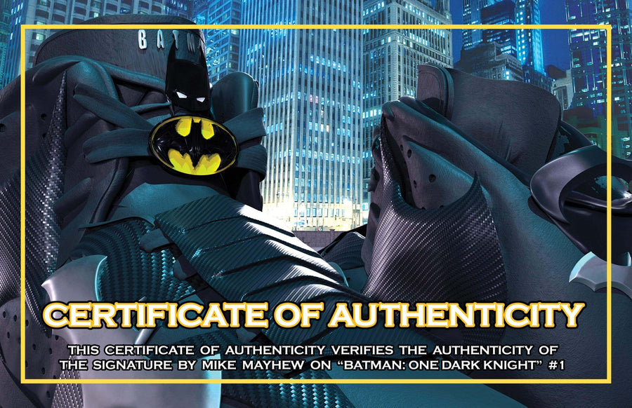 BATMAN: ONE DARK KNIGHT #1 Mike Mayhew Studio Variant Set of Cover A Trade Dress and Cover B Virgin Duo-Tone Signed with COA