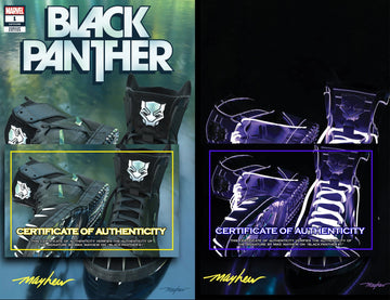 BLACK PANTHER #1 Mike Mayhew Studio Variant Set of Cover A Trade Dress and Cover B Virgin Signed with COA