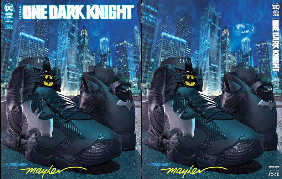 BATMAN: ONE DARK KNIGHT #1 Mike Mayhew Studio Variant Set of Cover A Trade Dress and Cover B Virgin Signed with COA