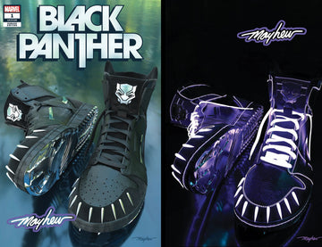 BLACK PANTHER #1 Mike Mayhew Studio Variant Set of Cover A Trade Dress and Cover B Virgin Panther Glow Signed with COA