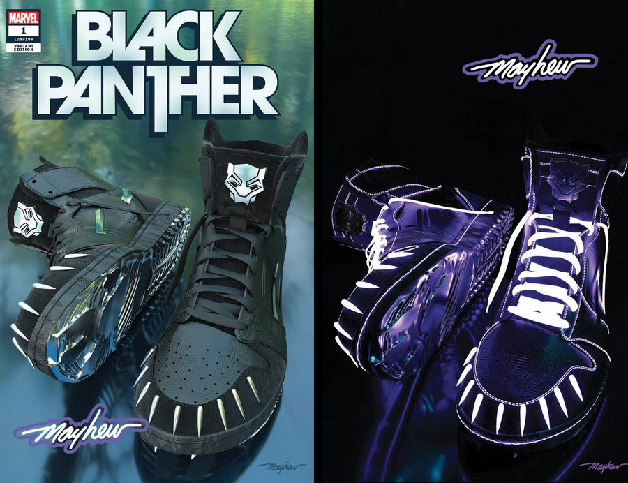 BLACK PANTHER #1 Mike Mayhew Studio Variant Set of Cover A Trade Dress and Cover B Virgin Panther Glow Signed with COA