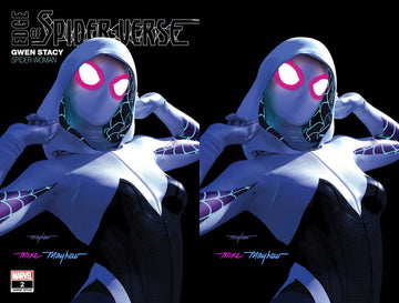 EDGE OF SPIDER-VERSE #2 FACSIMILE EDITION Mike Mayhew Studio Set of Cover A Trade Dress & Cover B Virgin Full Duo Signed with COA