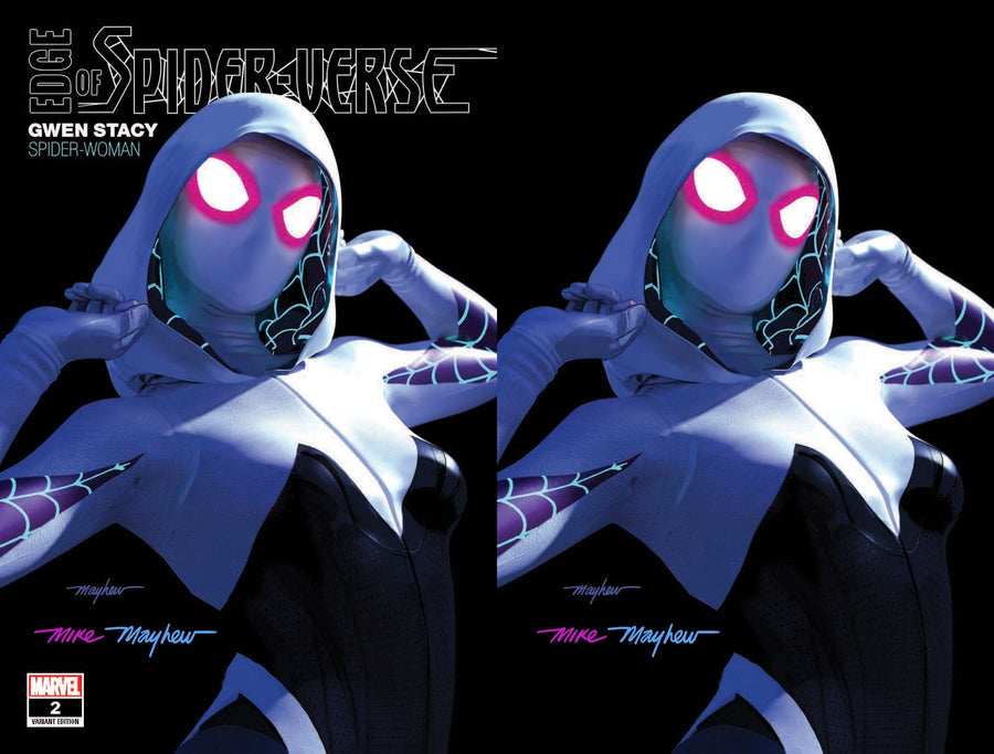 EDGE OF SPIDER-VERSE #2 FACSIMILE EDITION Mike Mayhew Studio Set of Cover A Trade Dress & Cover B Virgin Full Duo Signed with COA