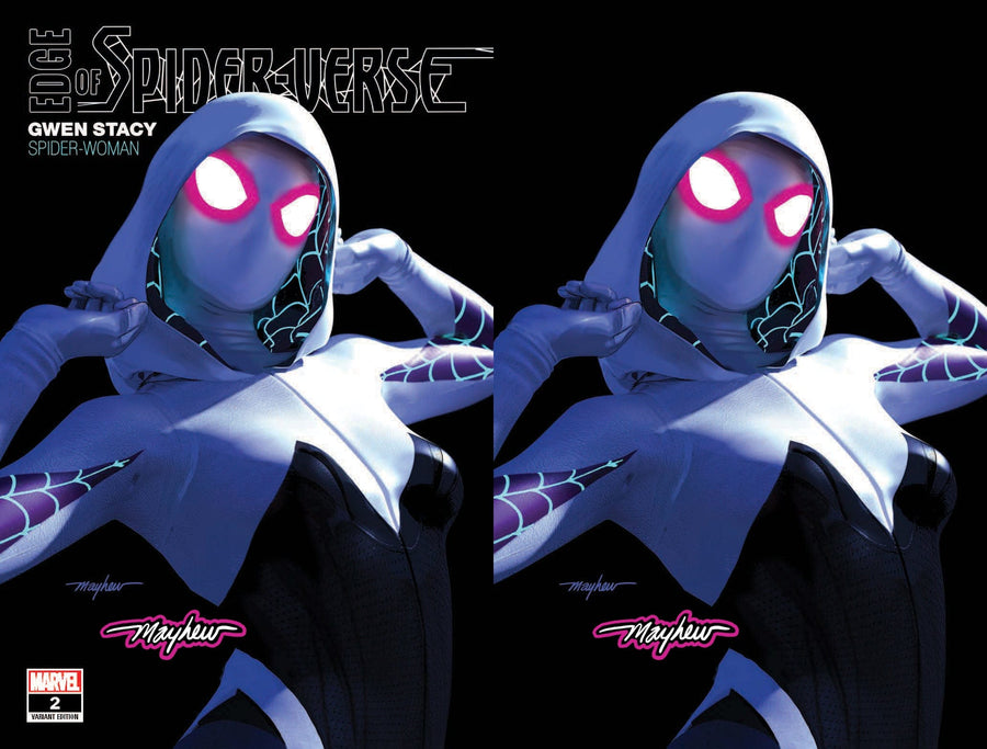 EDGE OF SPIDER-VERSE #2 FACSIMILE EDITION Mike Mayhew Studio Set of Cover A Trade Dress & Cover B Virgin Ghost Glow Signed with COA