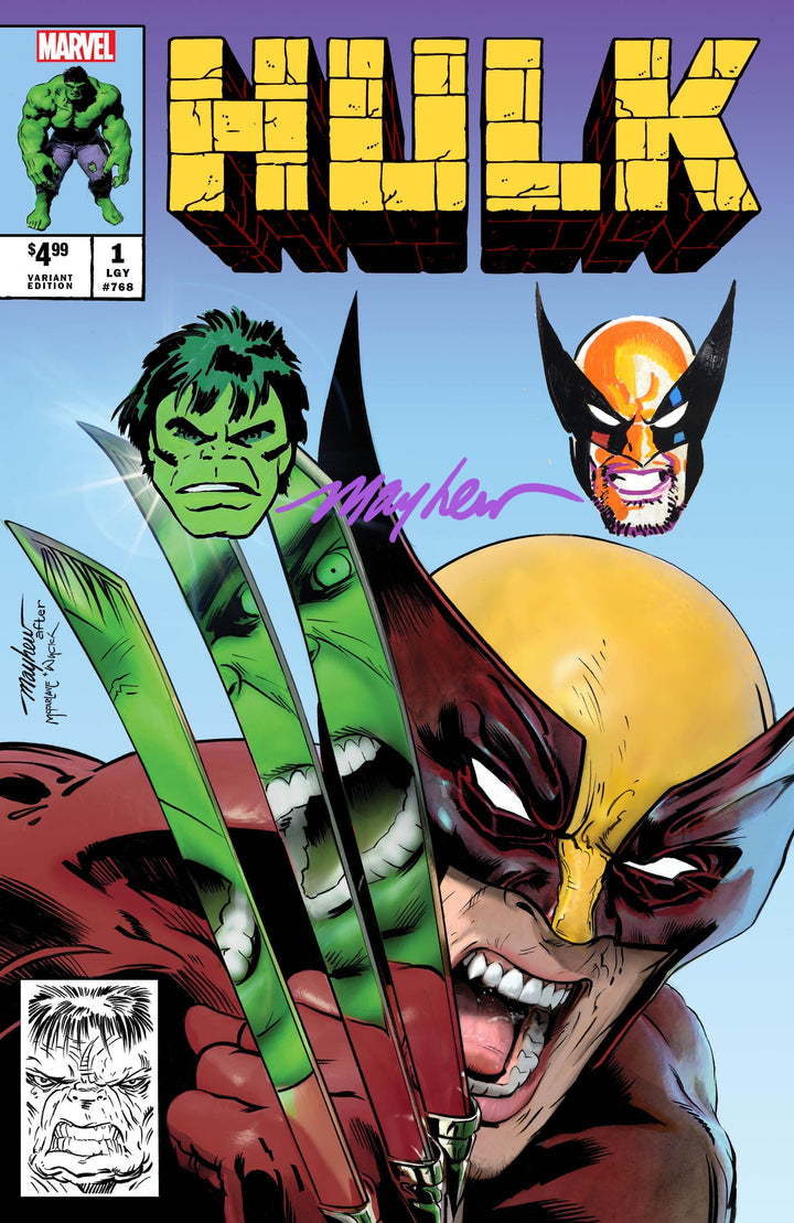HULK #1 Mike Mayhew Studio Variant Cover Set of Trade Dress A and Virgin B Hulk & Wolvie Remark Signed with COA