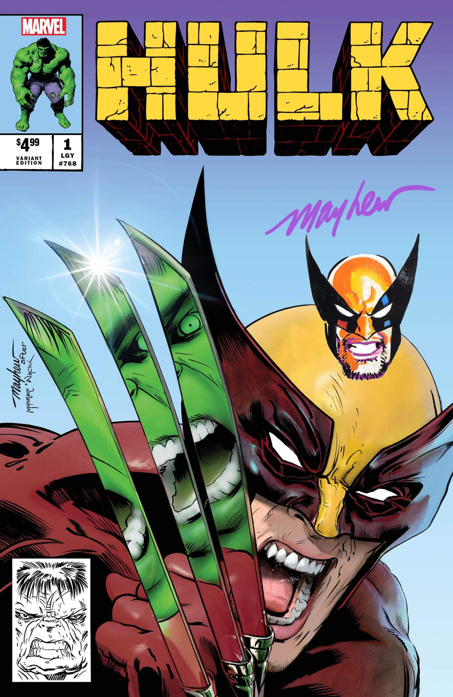 HULK #1 Mike Mayhew Studio Variant Set of Cover Trade Dress A and Virgin B Wolvie Remark Signed with COA