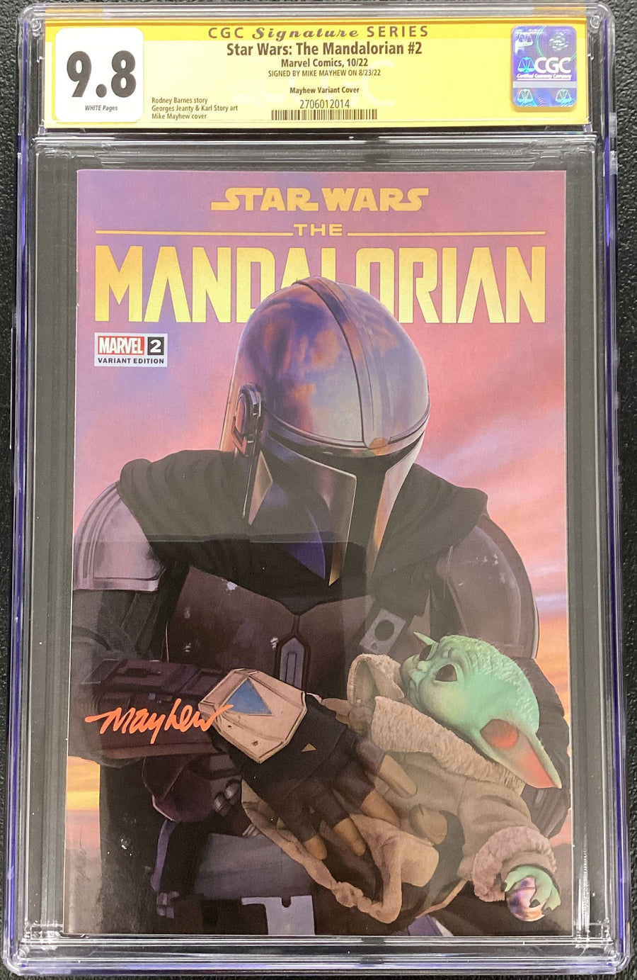STAR WARS: THE MANDALORIAN #2 Mike Mayhew Studio Variant Cover A CGC 9.8 Signature Series Slab